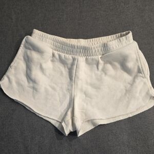 Women's Athletic White Shorts Lounge Shorta With Pockets